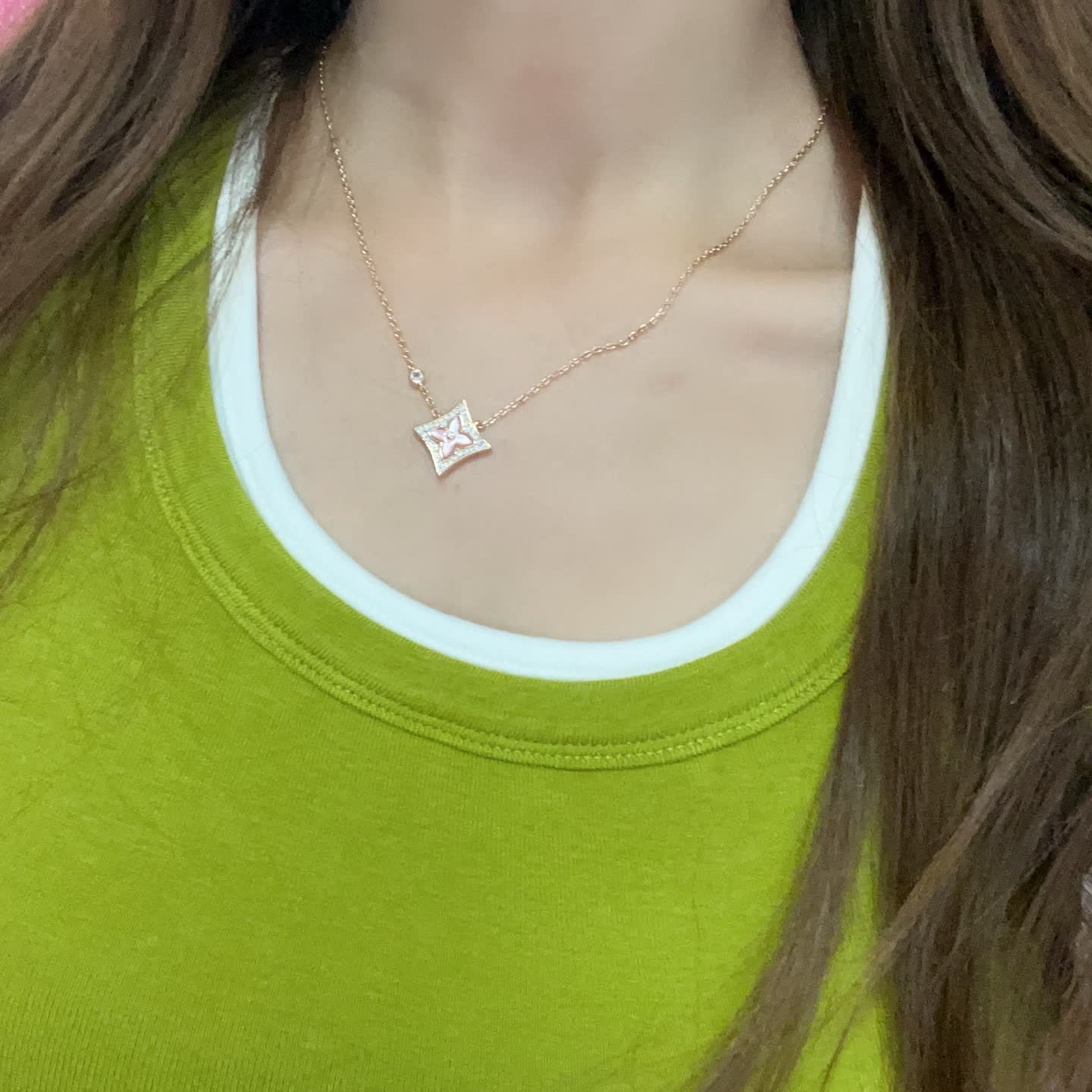 Louis Vuitton Pink Flower Diamond Necklace